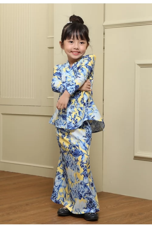 Ramona Kids Printed Kebaya in Yellow